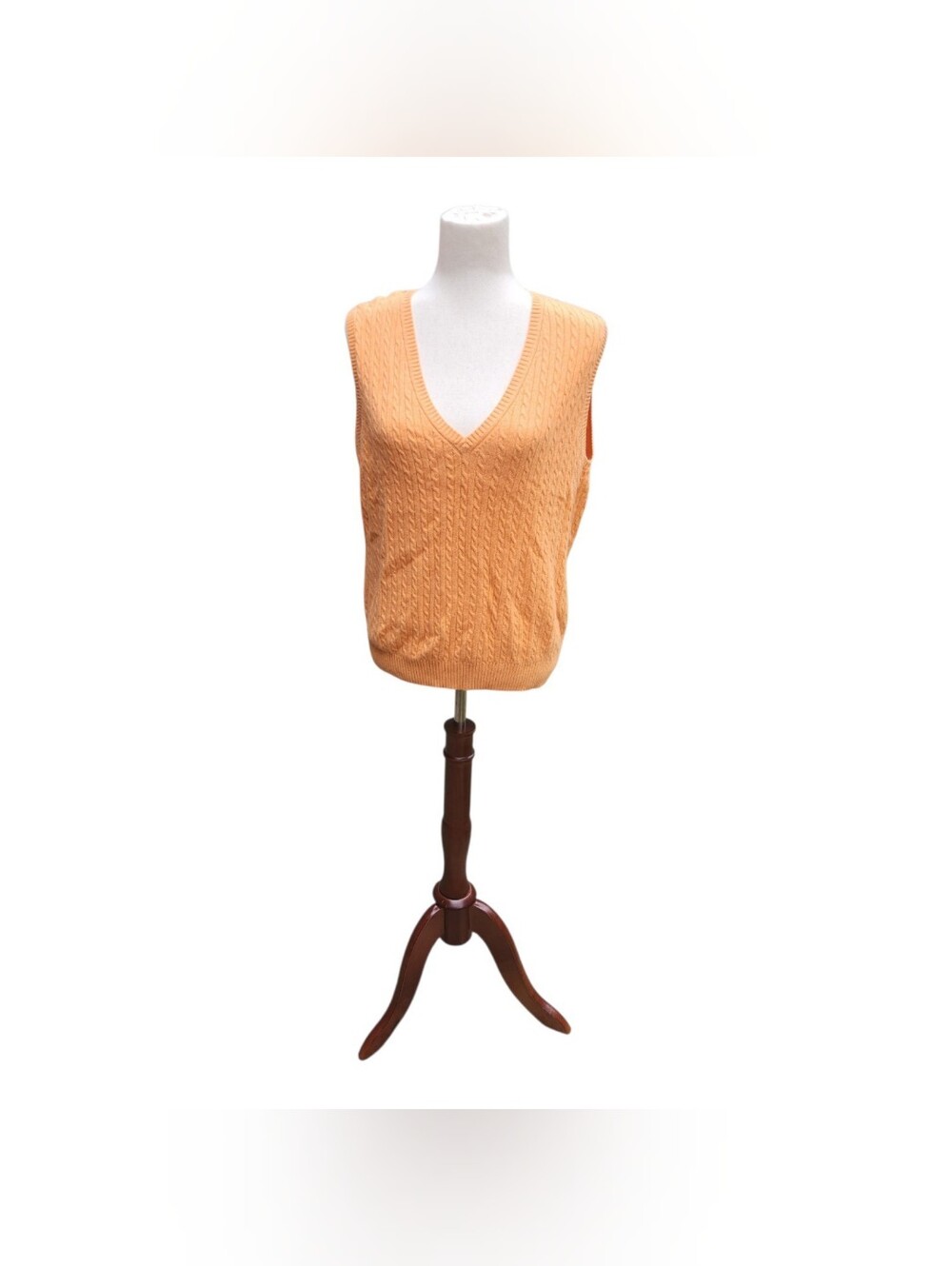 Vintage LL BEAN Women's Cashmere/wool Knit Sweater Vest Orange Preppy Twee Xl